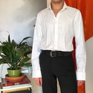 ZARA MAN slim fit white cotton button down shirt